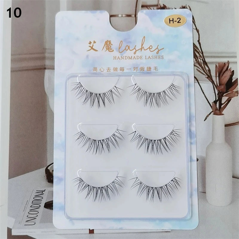 3pairs Mink Eyelashes Invisible Band Lash Extension Natural False Eyelashes Cross Cluster Fairy 3D Faux Big Eye Long Fake Lashes