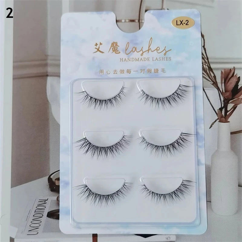 3pairs Mink Eyelashes Invisible Band Lash Extension Natural False Eyelashes Cross Cluster Fairy 3D Faux Big Eye Long Fake Lashes