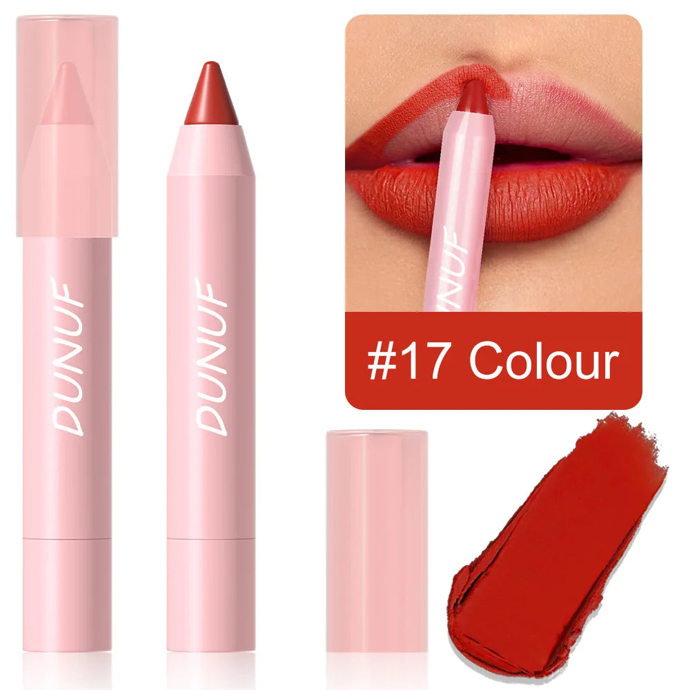 Lipstick Pencil Waterproof Sexy Red Matte Contour Tint Lipstick Lasting Non-stick Cup Lipliner Pen