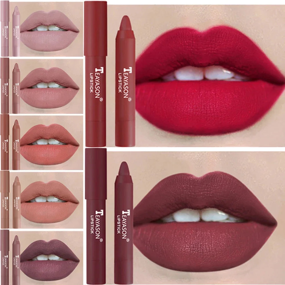 Velvet Matte Lipsticks Pencil Waterproof Long Lasting Sexy Red Lip Stick on-Stick Cup Makeup Lip Tint Pen Cosmetic