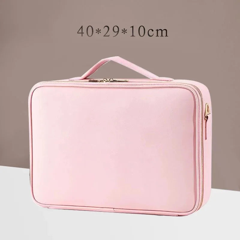 New Waterproof PU Leather Cosmetic Bag Professional Large Capacity Storage Makeup Handbag Case Travel Toiletry Bag For Women