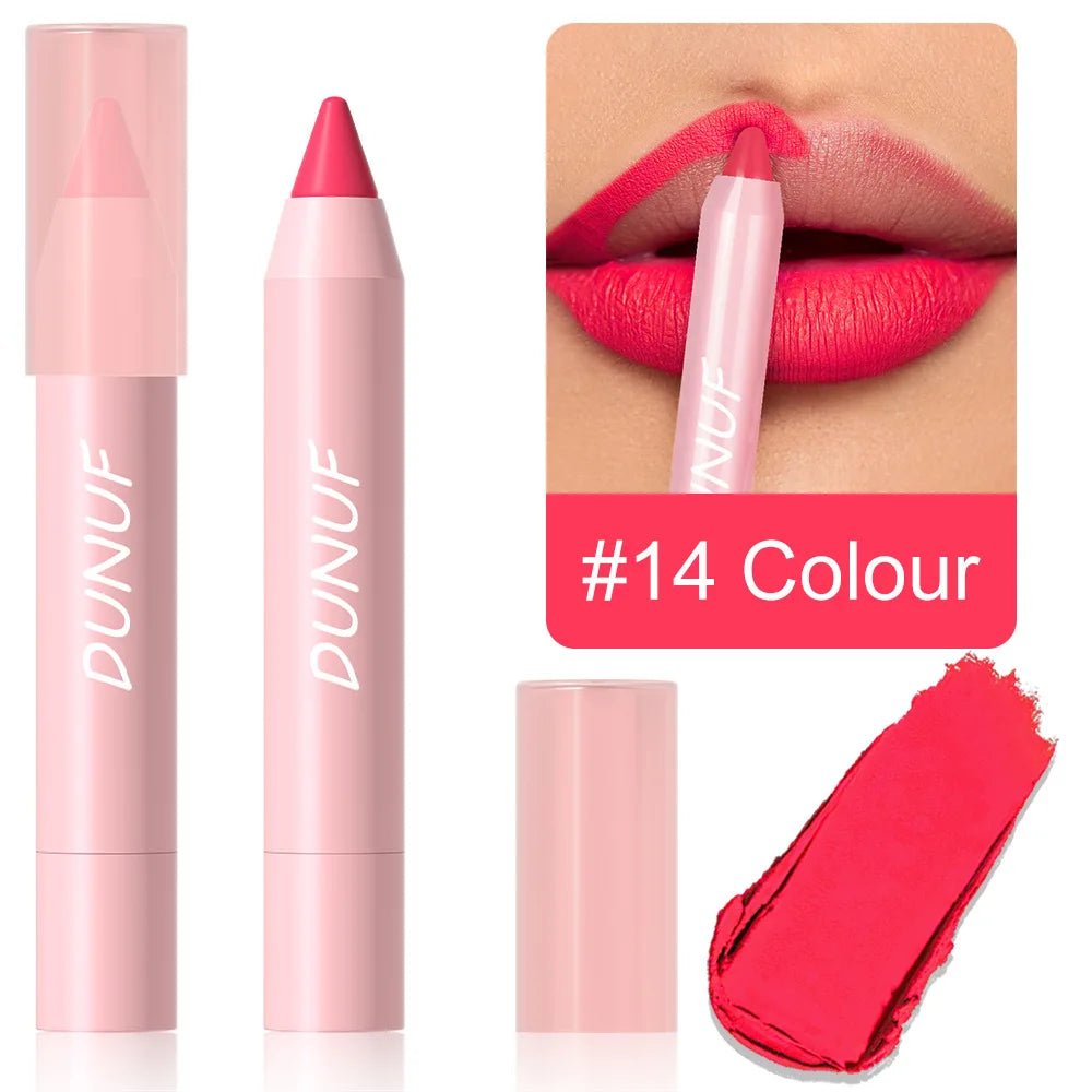 Lipstick Pencil Waterproof Sexy Red Matte Contour Tint Lipstick Lasting Non-stick Cup Lipliner Pen