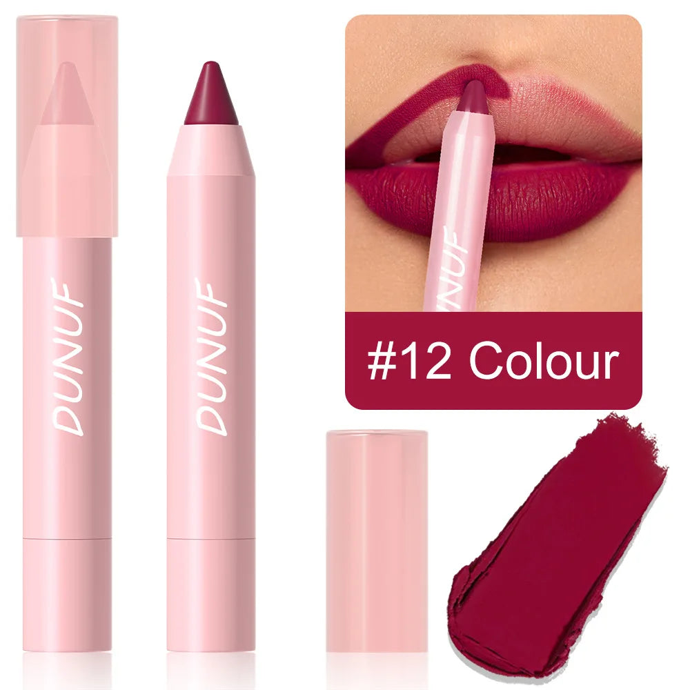 Lipstick Pencil Waterproof Sexy Red Matte Contour Tint Lipstick Lasting Non-stick Cup Lipliner Pen