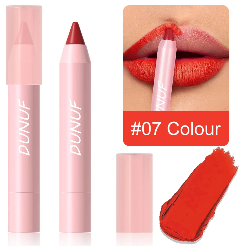 Lipstick Pencil Waterproof Sexy Red Matte Contour Tint Lipstick Lasting Non-stick Cup Lipliner Pen