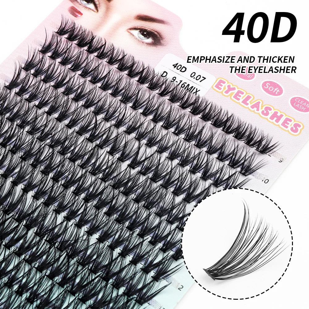 QSTY 280pcs Individual Lash Extensions, 20D Lash Clusters Volume Mix Pack, 9-16mm Mix Lengths 20 Roots CD Curl 0.07mm Thicknes