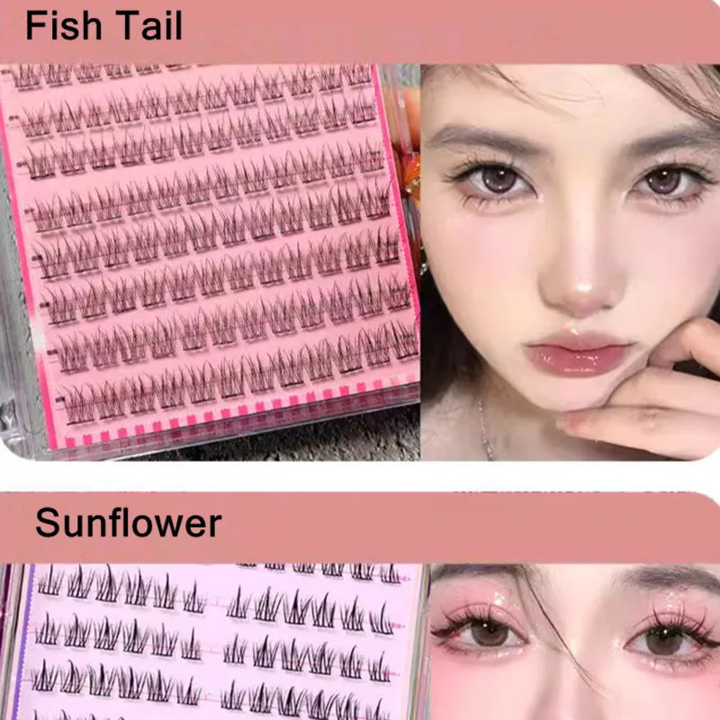Voluminous No Need Glue Self-adhesive False Eyelashes Fluffy Fish Tail Sunflower Thick Curling Lash Extension DIY Anime Eyes