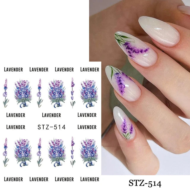 Embossed 5D Nail Art Stickers Colorful Elegant Flowers Rose Butterfly Sliders For Nails White Petals Manicure Decals GLJI-5D117