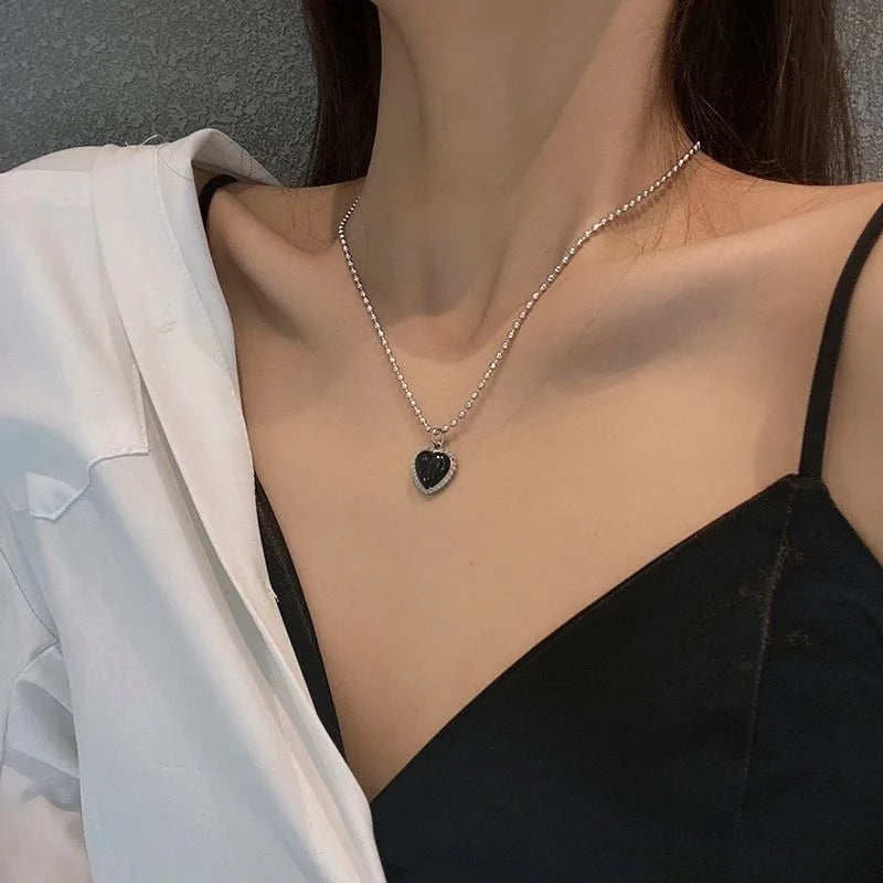 Fashion Retro Square Green Zircon Pendant Necklace For Women Charm Necklace Girls Wedding Engagement Jewelry Gift