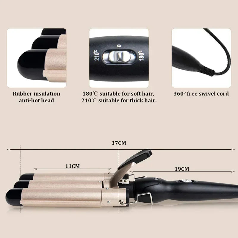 Professional Hair Curling Iron Ceramic Triple Barrel Hair Curler Irons Hair Wave Waver Styling