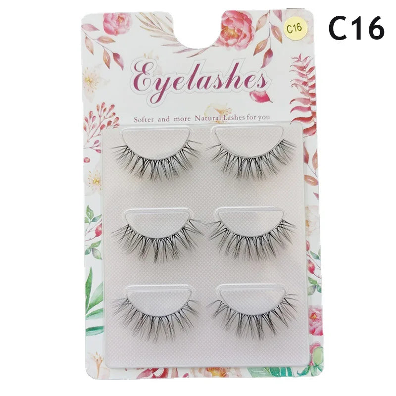 3pairs Mink Eyelashes Invisible Band Lash Extension Natural False Eyelashes Cross Cluster Fairy 3D Faux Big Eye Long Fake Lashes
