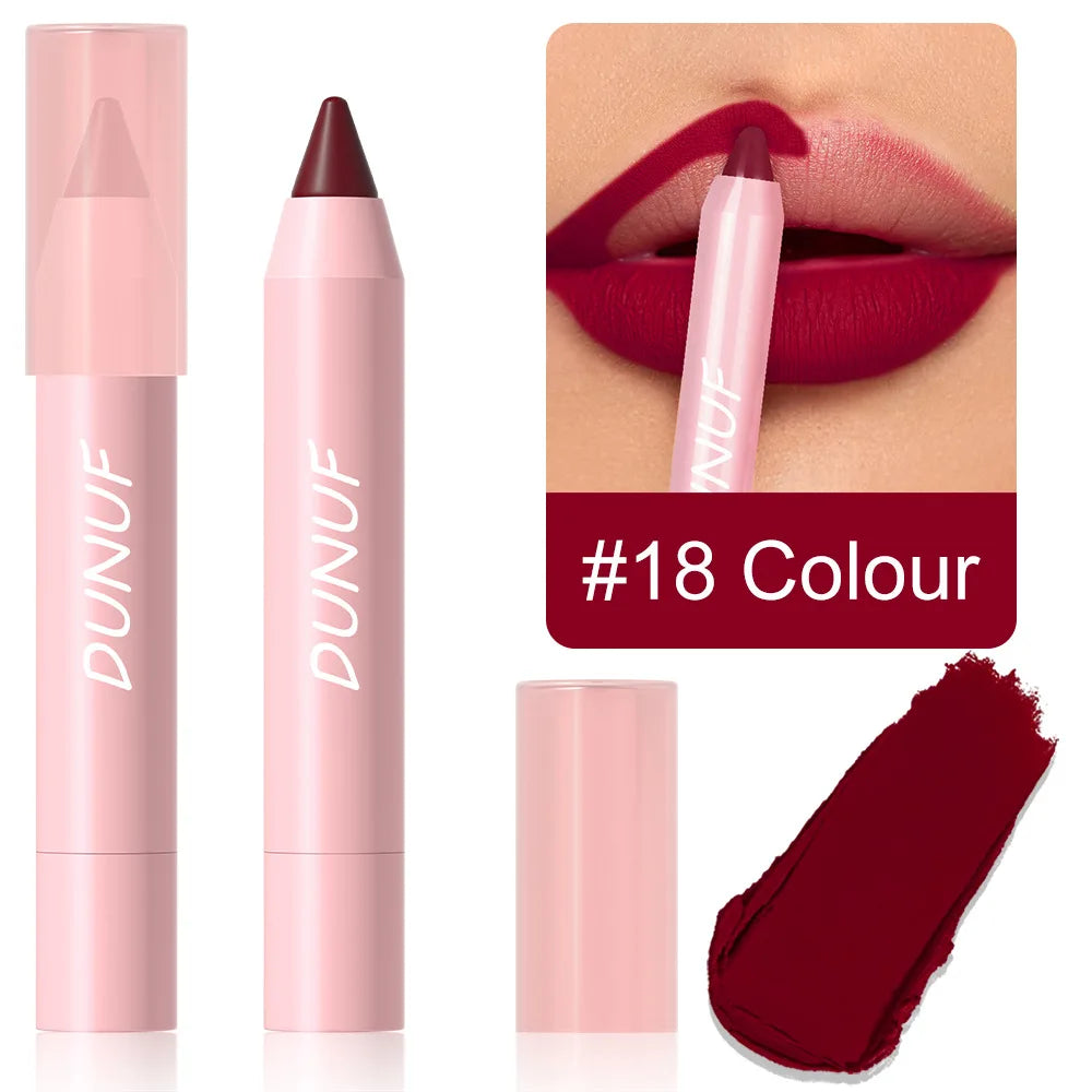 Lipstick Pencil Waterproof Sexy Red Matte Contour Tint Lipstick Lasting Non-stick Cup Lipliner Pen