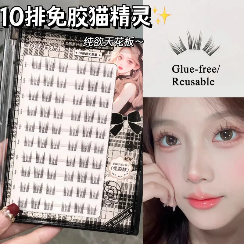 Voluminous No Need Glue Self-adhesive False Eyelashes Fluffy Fish Tail Sunflower Thick Curling Lash Extension DIY Anime Eyes