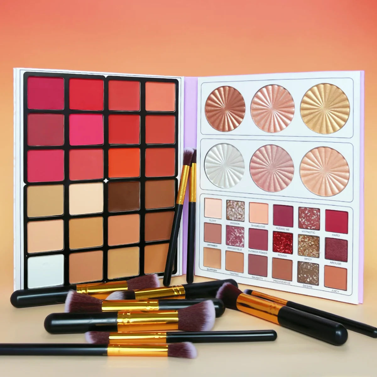 48 Colour Paper Palette Blush Concealer Highlighter Contour Eyeshadow 4-in-1 Set with Makeup Brushes Professional Makeup Set