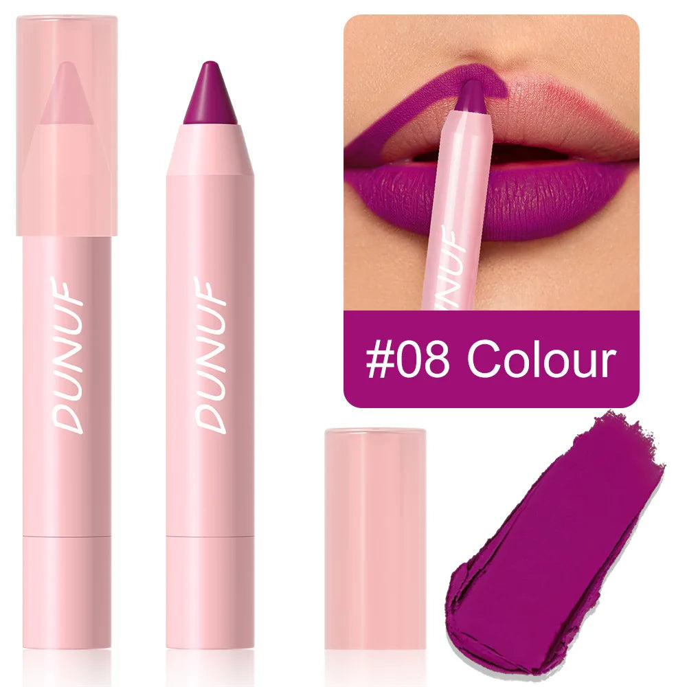 Lipstick Pencil Waterproof Sexy Red Matte Contour Tint Lipstick Lasting Non-stick Cup Lipliner Pen