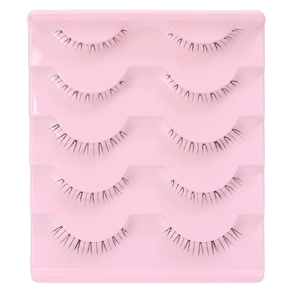 5 Pair Natural Lower Eyelashes Makeup Soft Handmade Clear Thin Band Under False Lashes