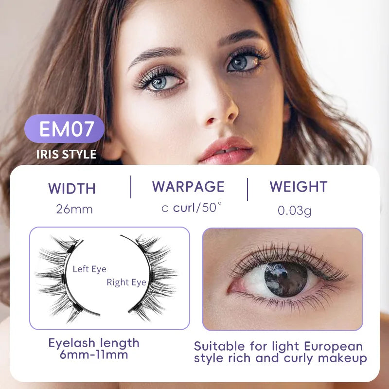 4pcs/1pair New 3 Magnetic False Eyelashes Easy To Wear Natural Soft Quantum Magnet Eye Makeup Tool With Applicater Glue Free