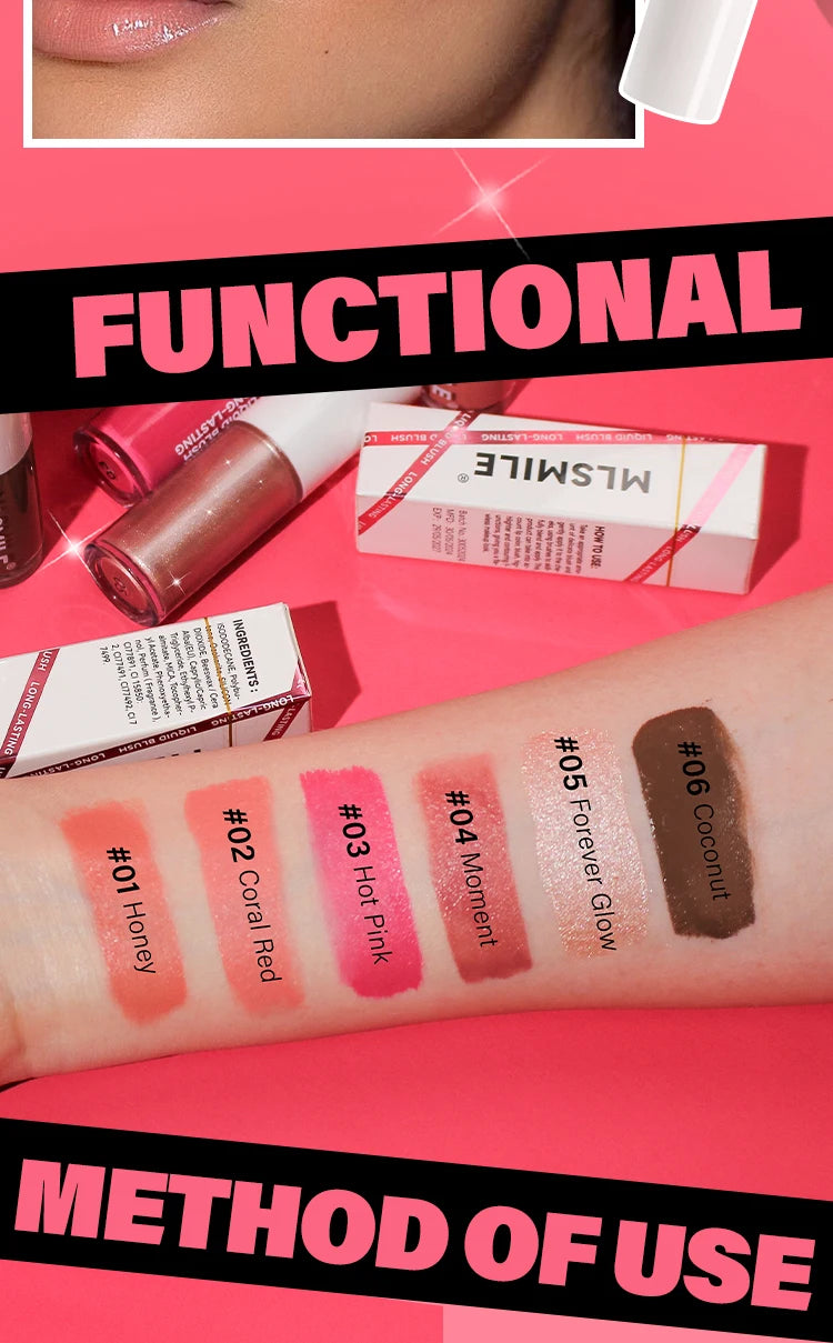 Long Lasting Hydrating Formula, Blush & Lip Tint in Red & Pink Shades Versatile Liquid