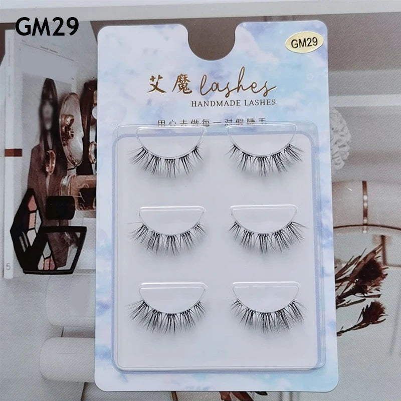 3pairs Mink Eyelashes Invisible Band Lash Extension Natural False Eyelashes Cross Cluster Fairy 3D Faux Big Eye Long Fake Lashes