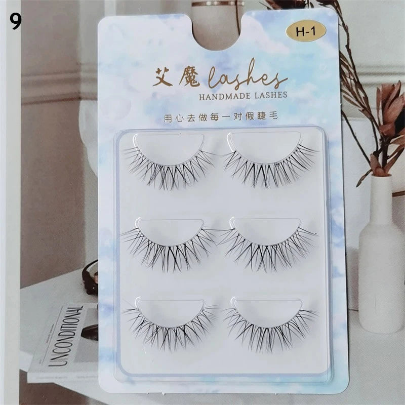 3pairs Mink Eyelashes Invisible Band Lash Extension Natural False Eyelashes Cross Cluster Fairy 3D Faux Big Eye Long Fake Lashes