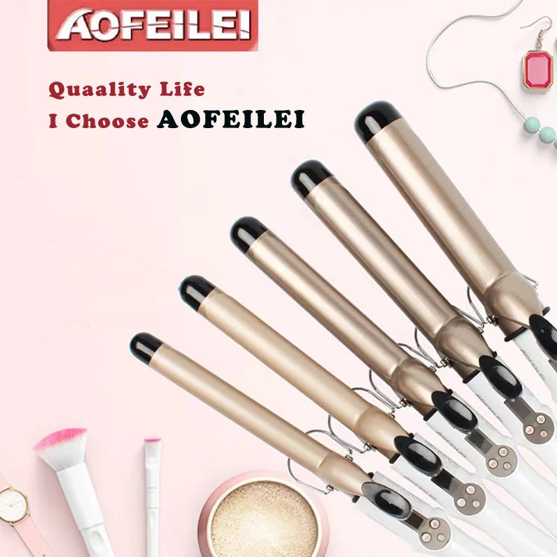 Electric Hair Curler Straightener Long Curling Tong Wand 9-38mm Professional Hair Curling Iron LCD