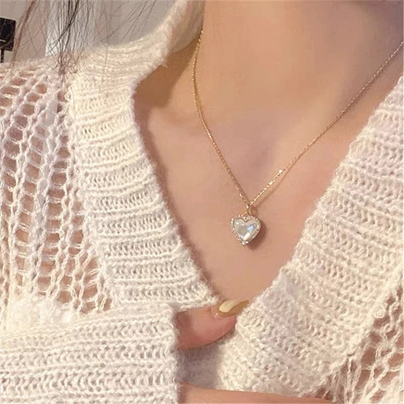 Fashion Retro Square Green Zircon Pendant Necklace For Women Charm Necklace Girls Wedding Engagement Jewelry Gift
