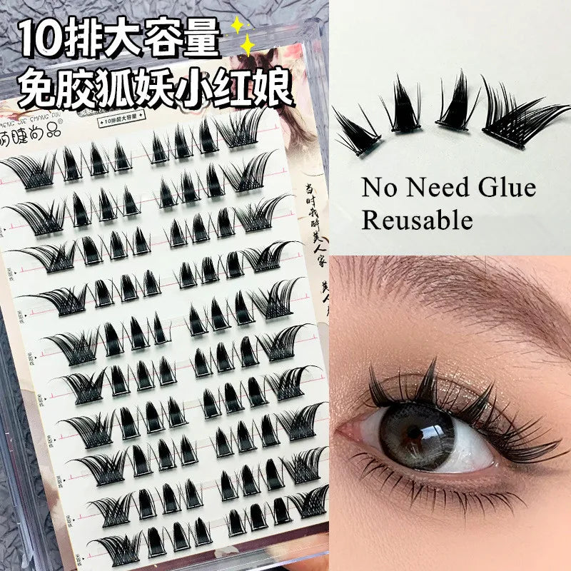 Voluminous No Need Glue Self-adhesive False Eyelashes Fluffy Fish Tail Sunflower Thick Curling Lash Extension DIY Anime Eyes