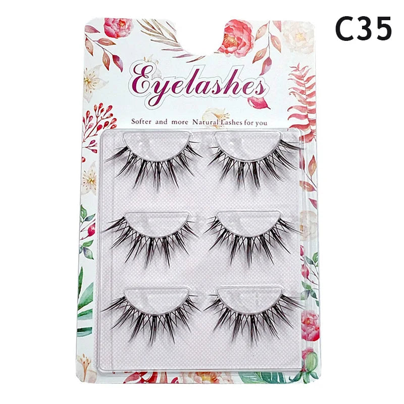 3pairs Mink Eyelashes Invisible Band Lash Extension Natural False Eyelashes Cross Cluster Fairy 3D Faux Big Eye Long Fake Lashes