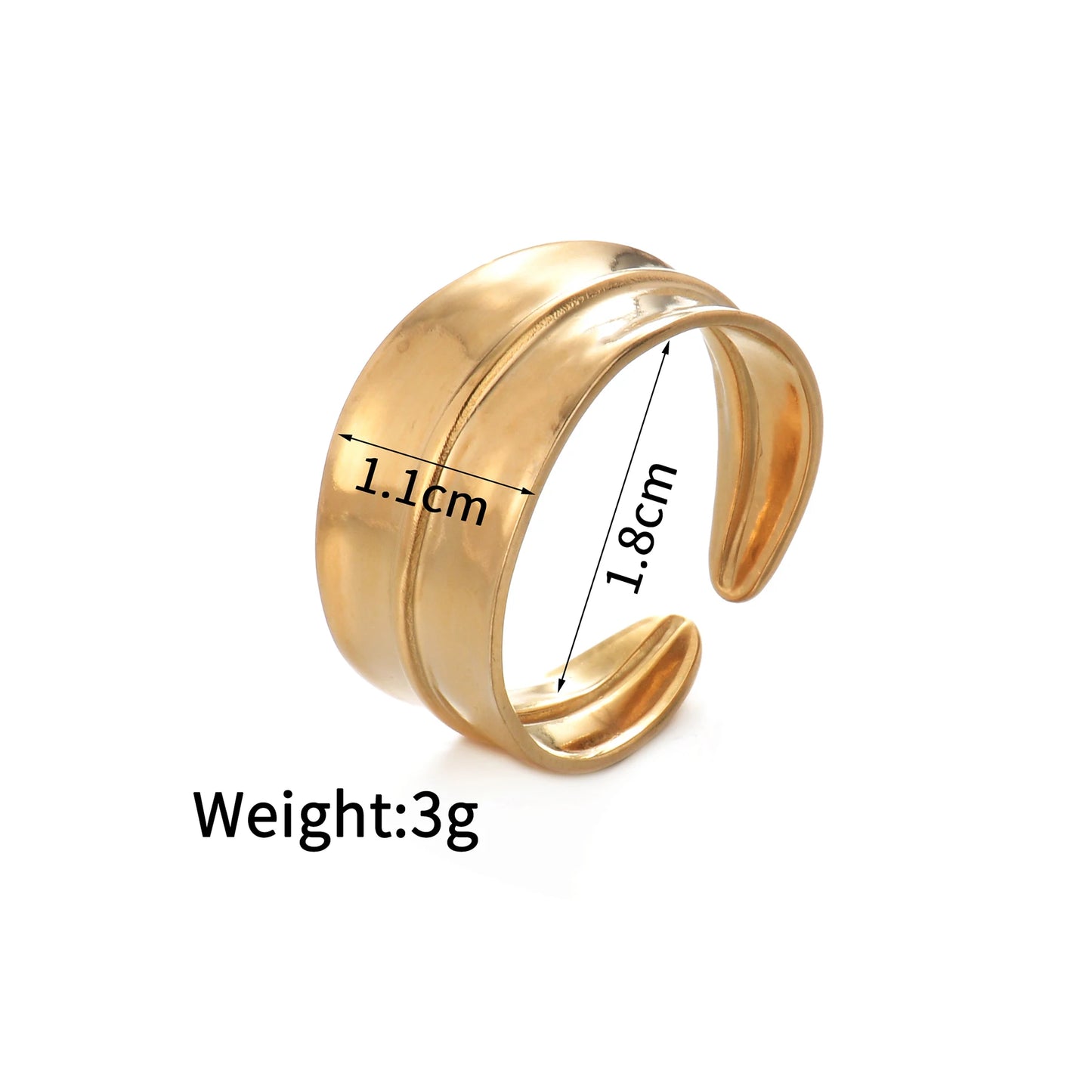 Fashion Vintage 18K Gold Plated Open Rings For Men Women Stainless Steel Temperament Couple Ring Anillo Birthday Jewelry Gifts
