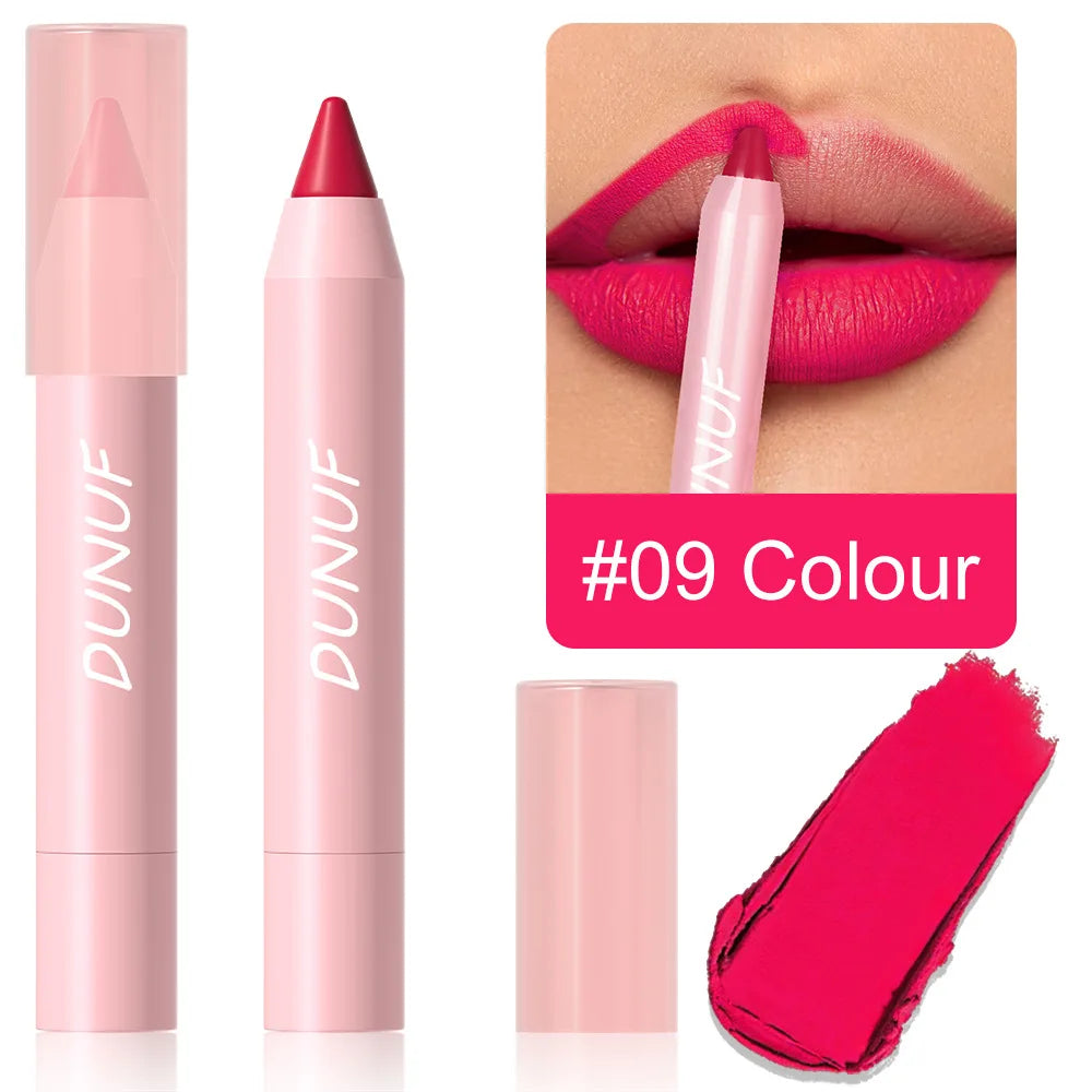Lipstick Pencil Waterproof Sexy Red Matte Contour Tint Lipstick Lasting Non-stick Cup Lipliner Pen
