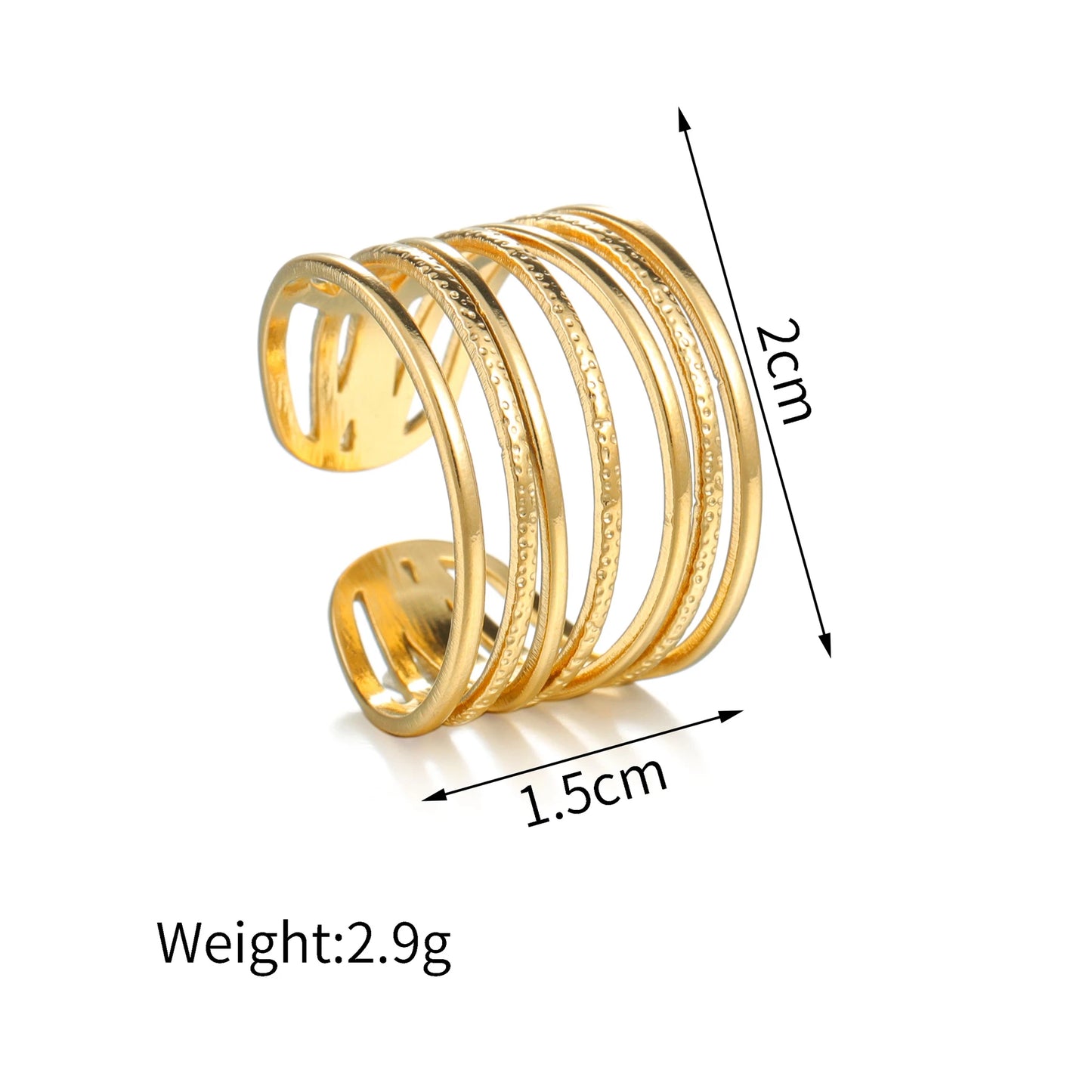 Fashion Vintage 18K Gold Plated Open Rings For Men Women Stainless Steel Temperament Couple Ring Anillo Birthday Jewelry Gifts