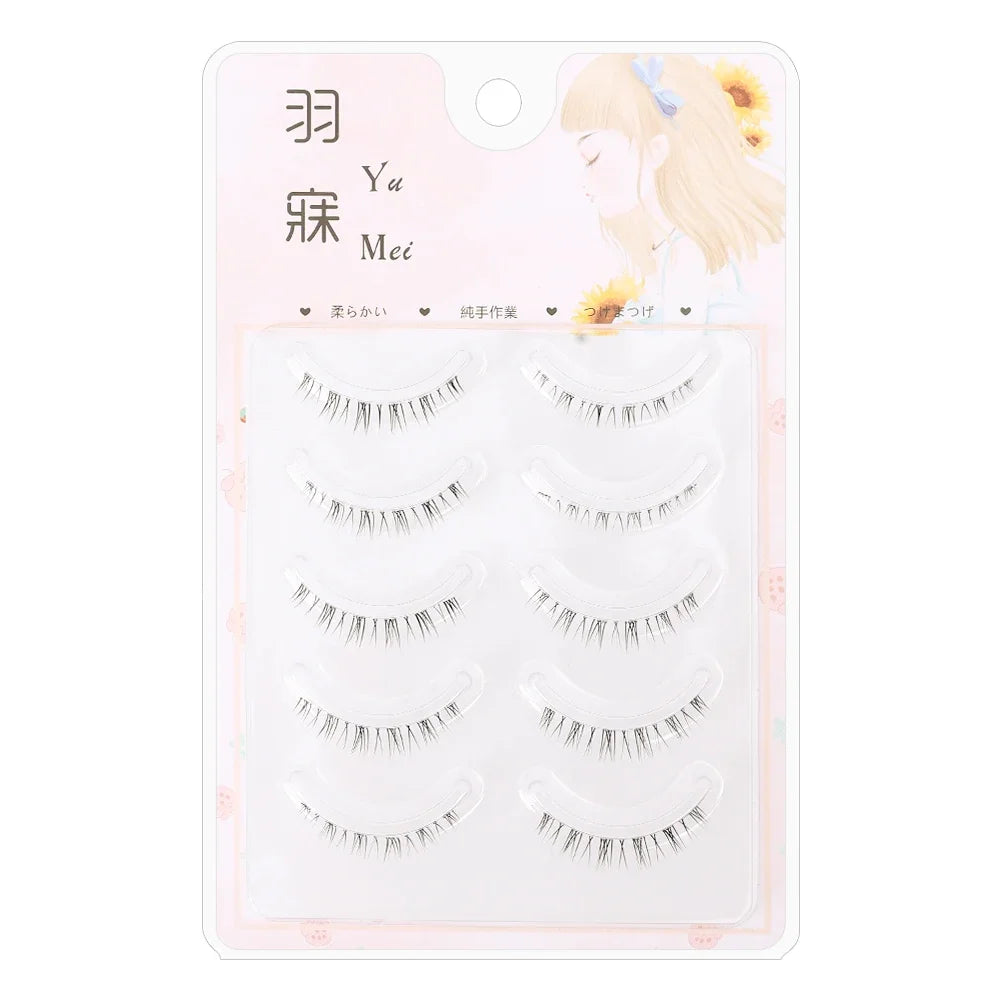 5 Pair Natural Lower Eyelashes Makeup Soft Handmade Clear Thin Band Under False Lashes
