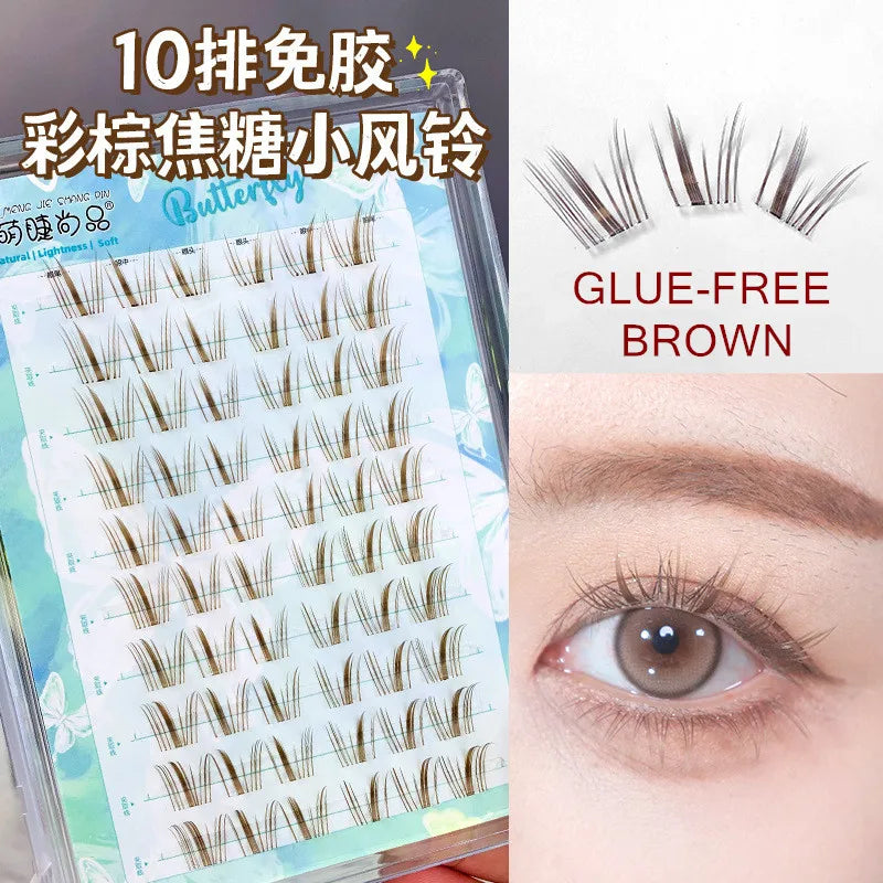 Voluminous No Need Glue Self-adhesive False Eyelashes Fluffy Fish Tail Sunflower Thick Curling Lash Extension DIY Anime Eyes