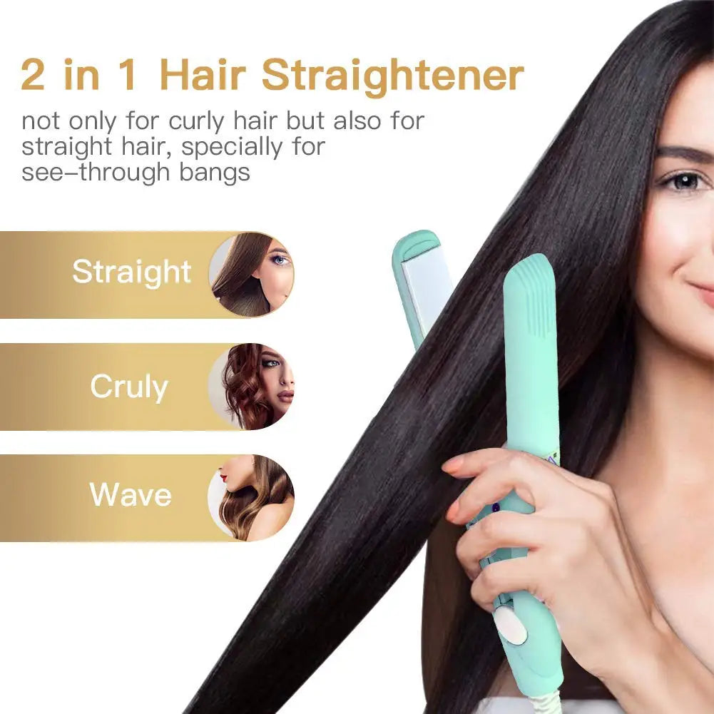 Mini Hair Straightener Flat Iron Hair Curler For Men Women Short Hair