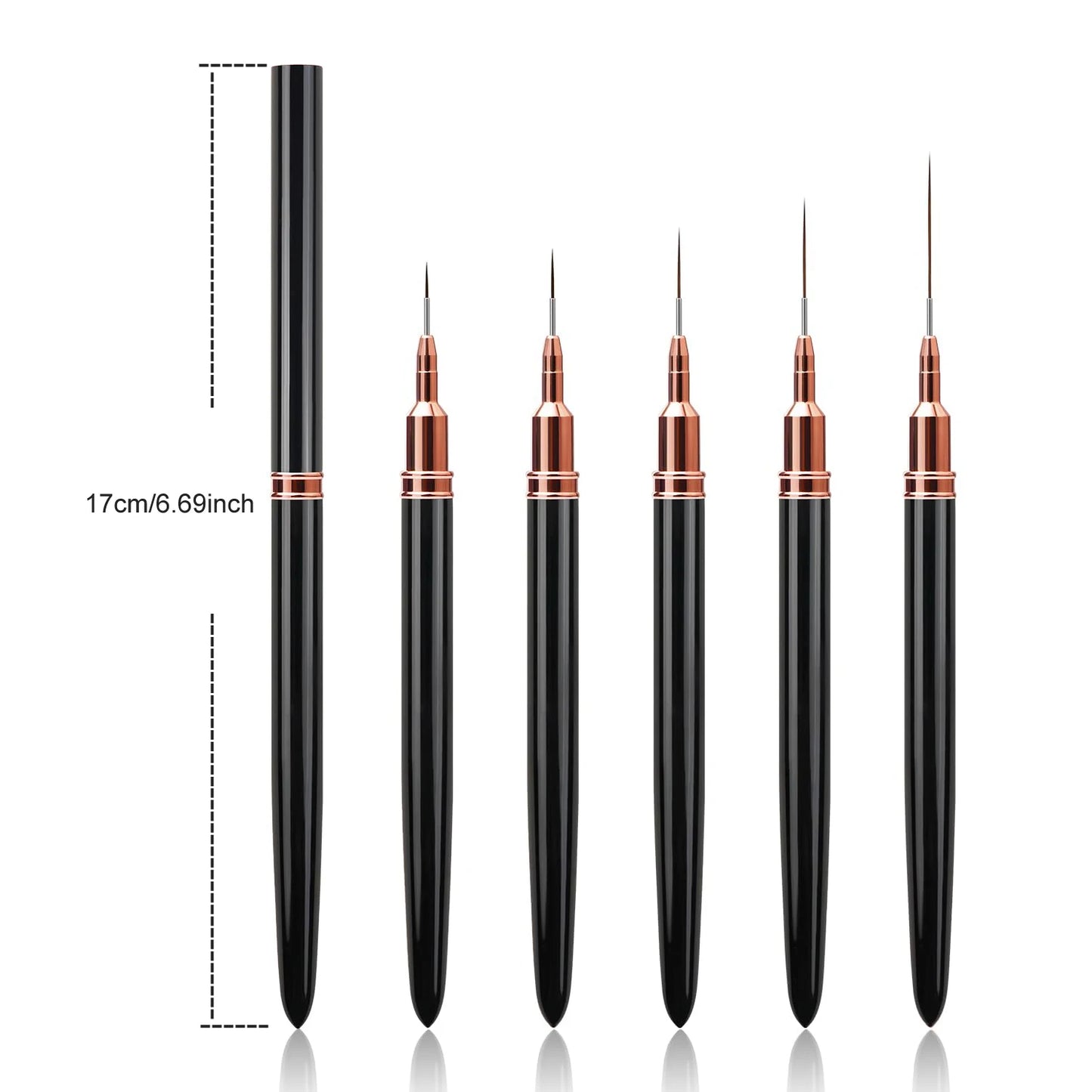 5 Pieces Set Professional Nail Art Liner Brush for Striping Painting Design,Gel Liner Nail Art Brushes for Nails