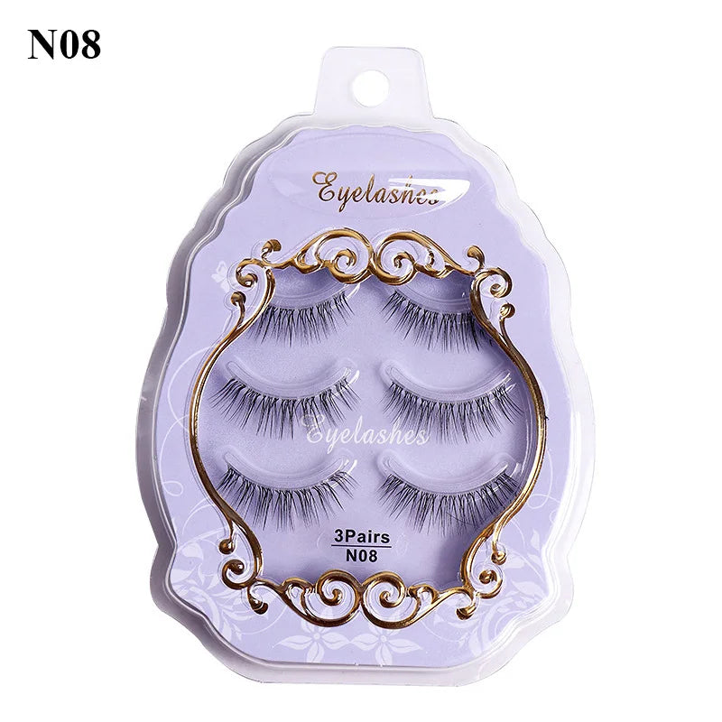 3pairs Mink Eyelashes Invisible Band Lash Extension Natural False Eyelashes Cross Cluster Fairy 3D Faux Big Eye Long Fake Lashes