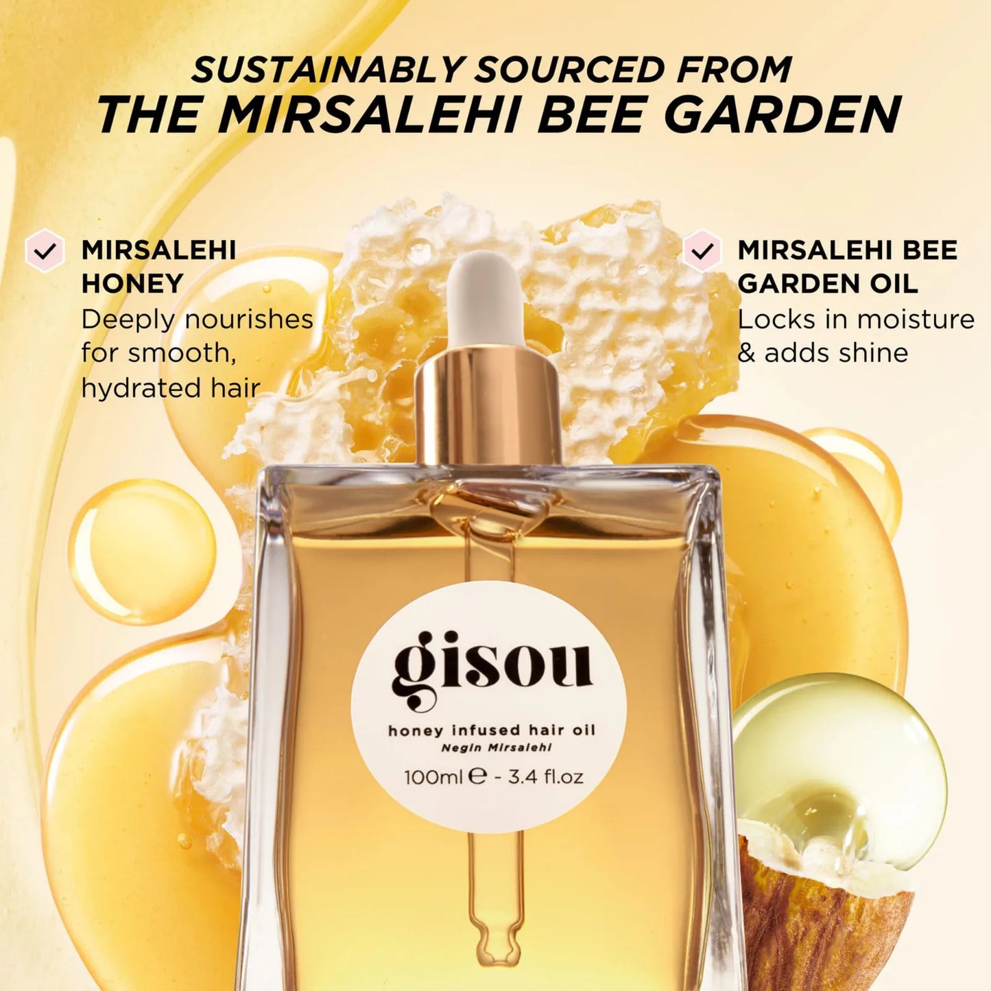 20ml Honey Infused Hair Oil Travel Size Enriched With Mirsalehi Honey To Deeply Nourish & Moisturize Hair