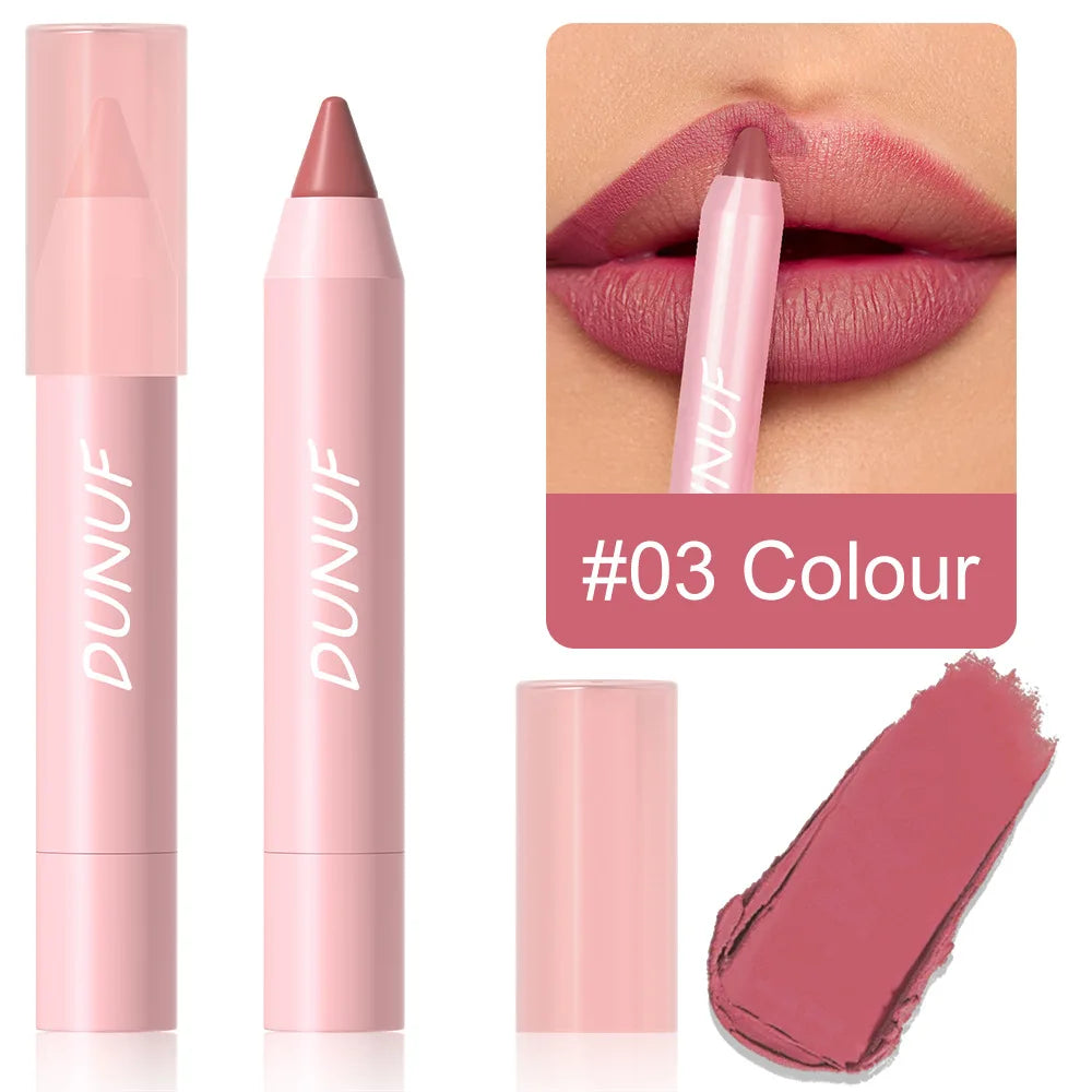 Lipstick Pencil Waterproof Sexy Red Matte Contour Tint Lipstick Lasting Non-stick Cup Lipliner Pen
