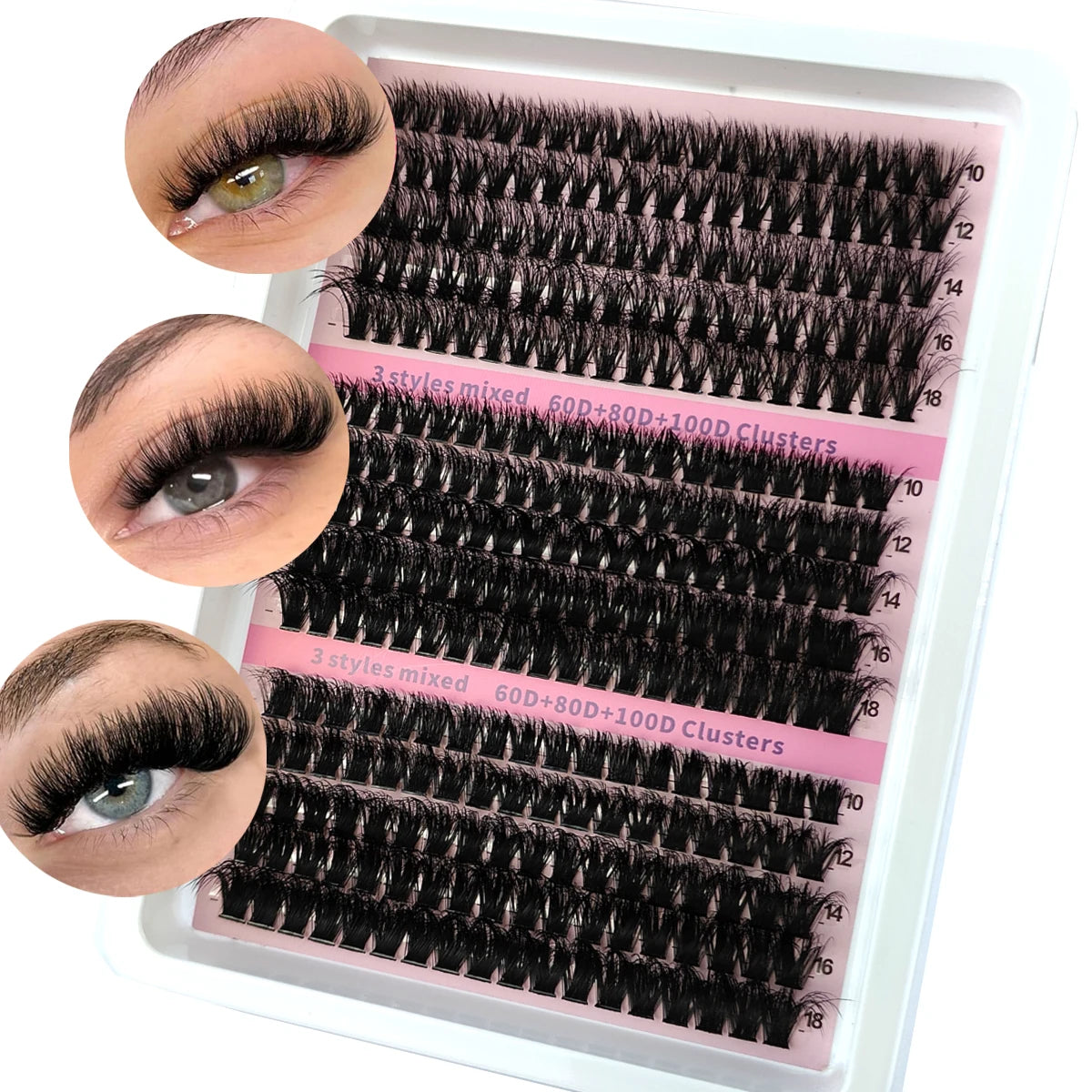 290/300Pcs 5D Fluffy Thick Eyelash Clusters D/DD Curl Wispy Individual Lashes 60+80+100 Mix Eyelash Extensions False Eyelashes