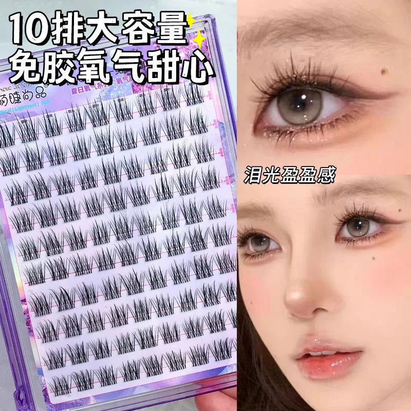 Voluminous No Need Glue Self-adhesive False Eyelashes Fluffy Fish Tail Sunflower Thick Curling Lash Extension DIY Anime Eyes