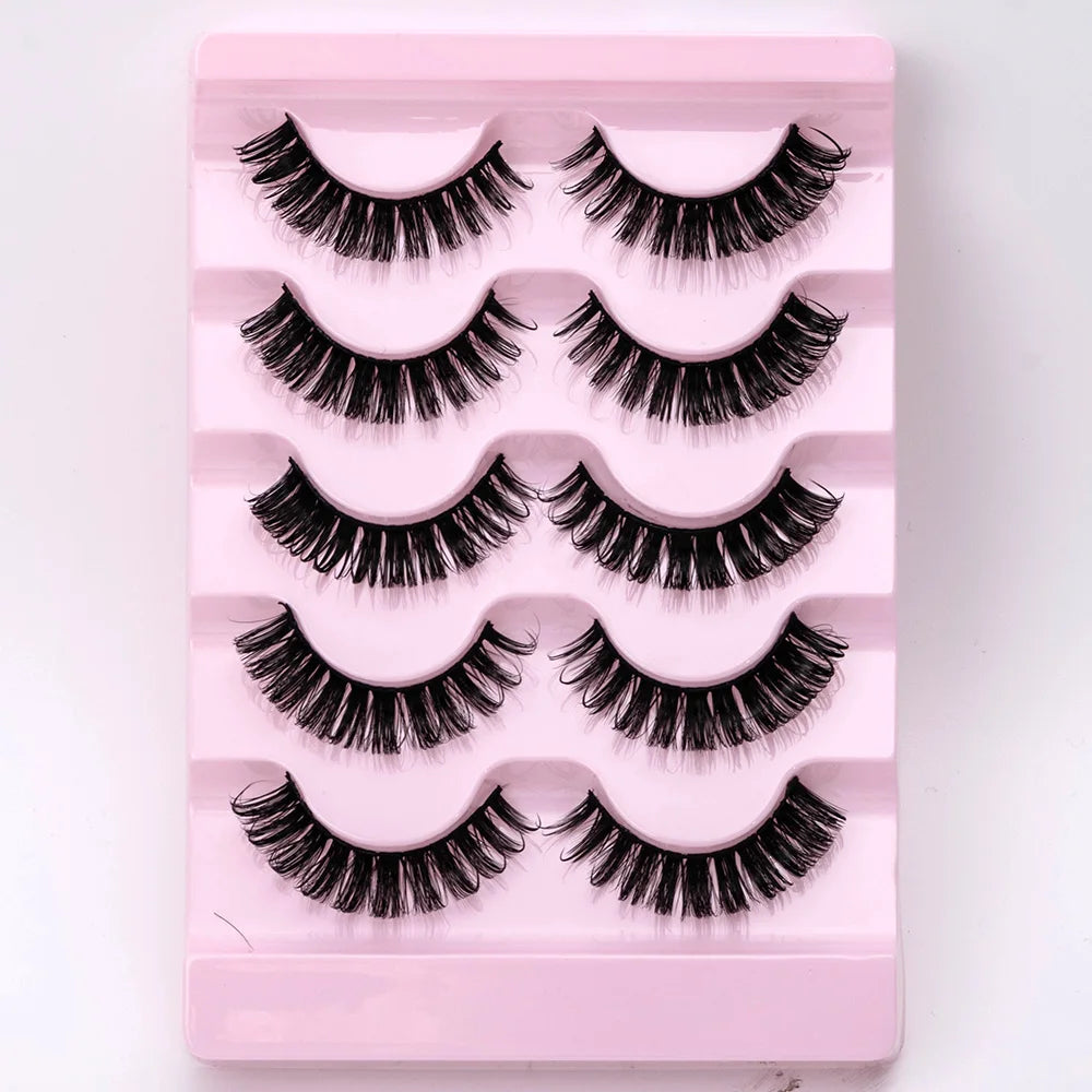 5Pairs Natural 3D Dramatic Fairy Clusters Manga Lashes Fake Eyelashes Wet Look Cosplay Lashes