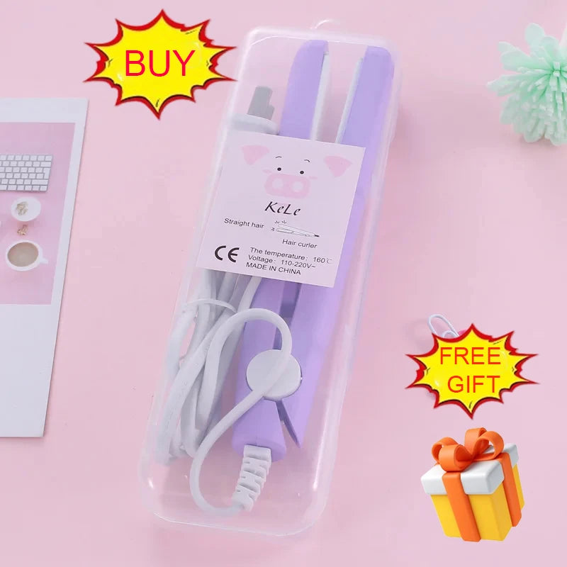 Mini Hair Straightener Flat Iron Hair Curler For Men Women Short Hair