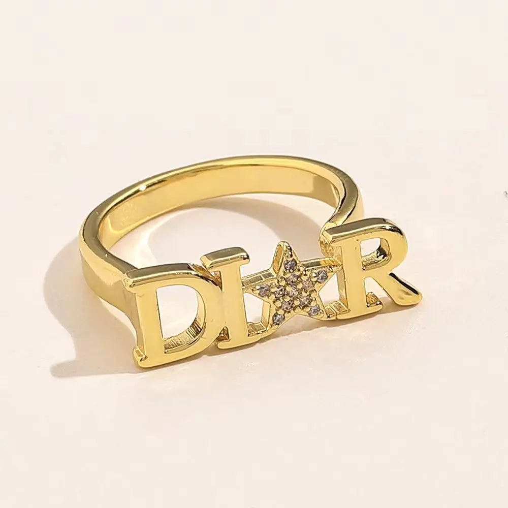 New Crystal Letter D Adjustable Rings for Women Fashion Brand Jewelry Zirconia Star Rings Party Gift Accessories