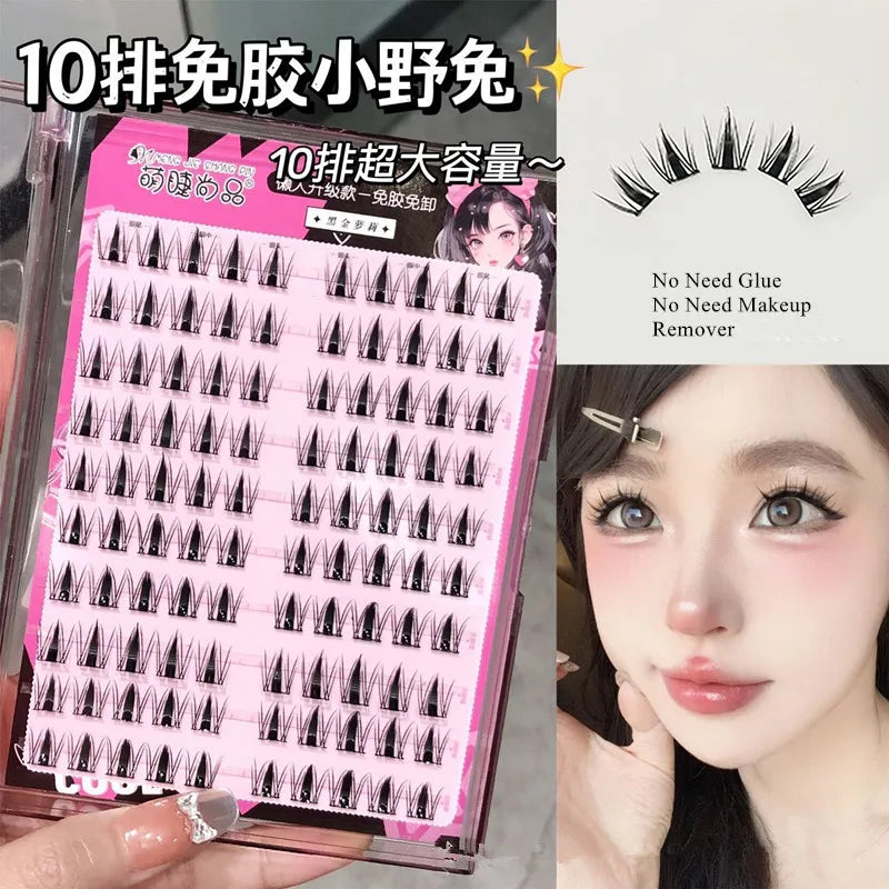 Voluminous No Need Glue Self-adhesive False Eyelashes Fluffy Fish Tail Sunflower Thick Curling Lash Extension DIY Anime Eyes