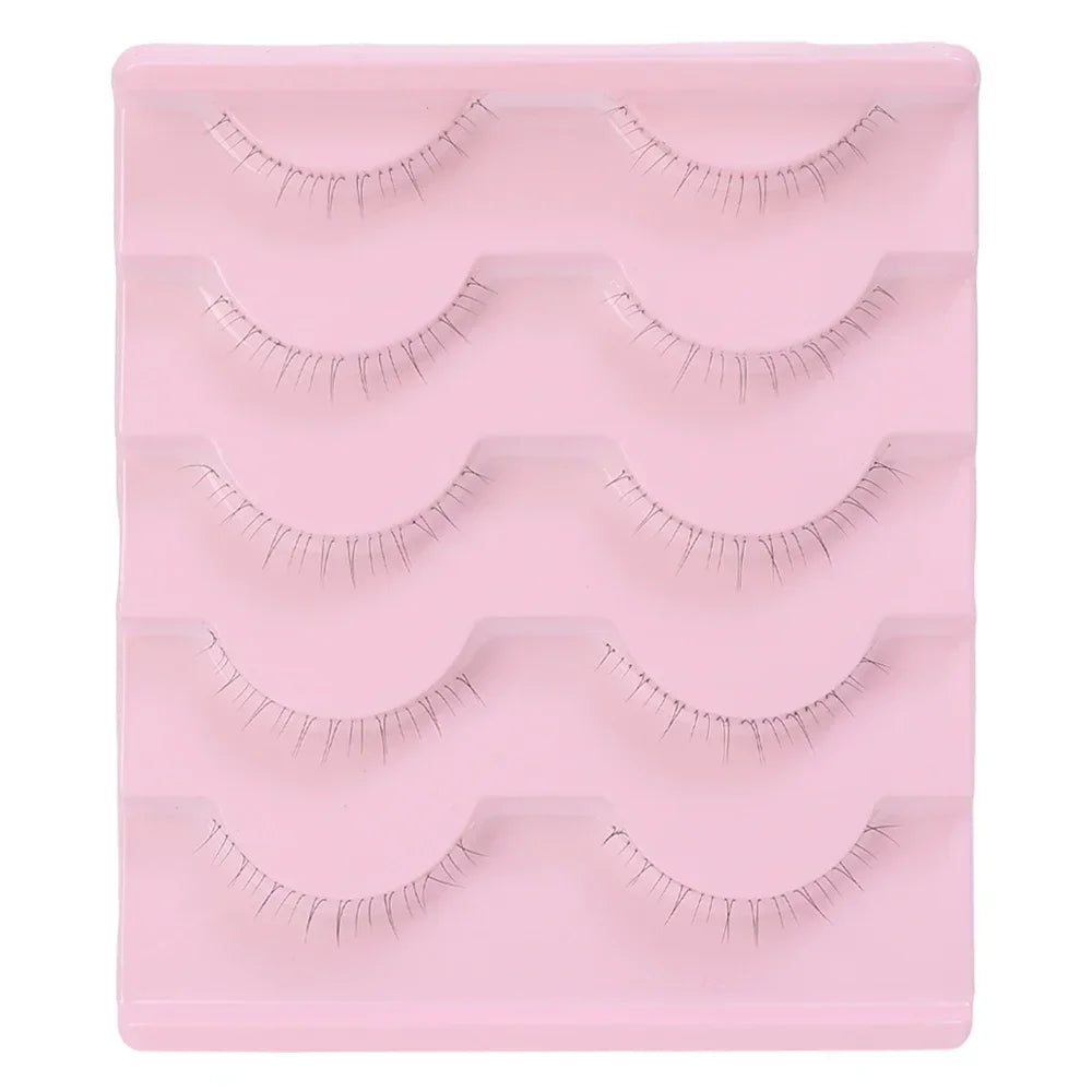 5 Pairs Thick Lower Eyelashes Pack Clear Band Under Eye Lashes 5D Soft Lower Eyelash Handmade Manga Bottom Lashes Makeup Tools