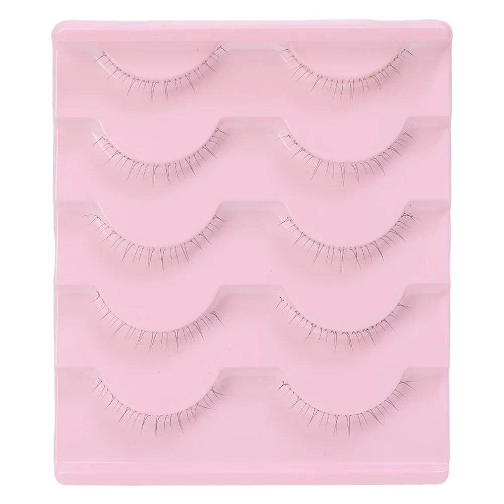 5 Pair Natural Lower Eyelashes Makeup Soft Handmade Clear Thin Band Under False Lashes