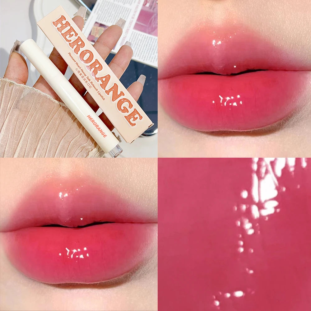 Mirror Jelly Solid Lip Gloss Lipstick Hydrating Clear Red Brown Moisturizing Lips Tint Nature Nude Korean Lip Makeup Cosmetics