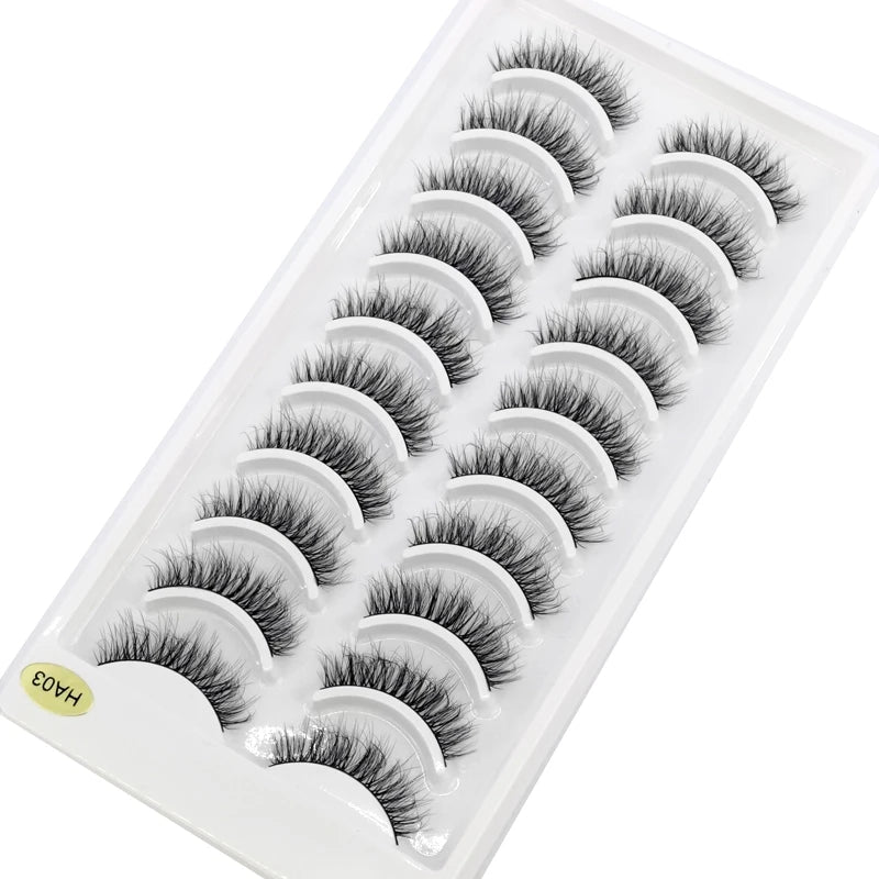 10 Pairs Natural Long False Eyelashes Fake Lashes Makeup 3d Mink Lashes Extension Short Eyelash Mink Eyelashes for Beauty