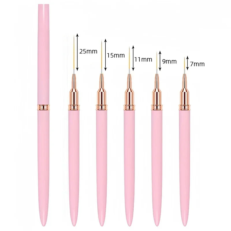 French Stripe Nail Art Liner Brush Set Nail Art Liners Striping Brushes 7/9/11/15/25mm DIY Drawing Pen UV Gel Painting Brushes
