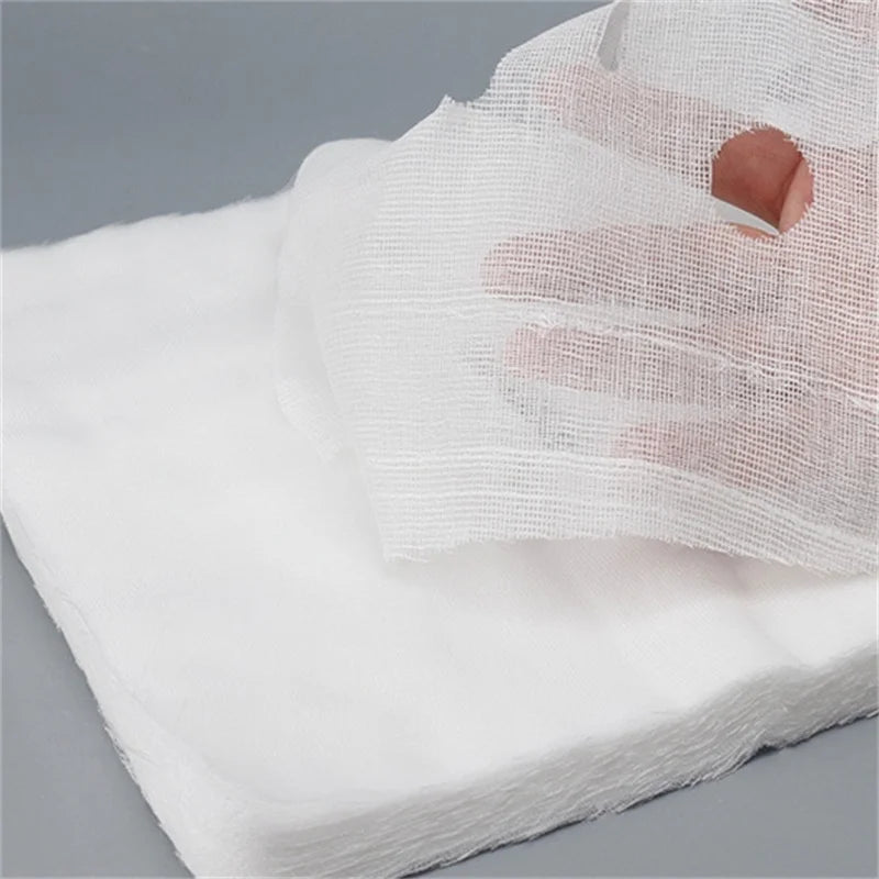 100pcs/bag White Soft Disposable Gauze Face Mask Pure Cotton Paper Sheet Beauty Salon Special Gauze Absorption Non-Irritating