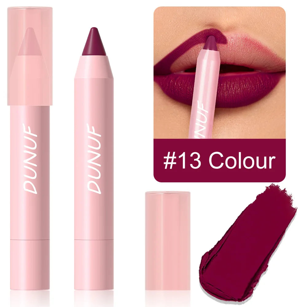 Lipstick Pencil Waterproof Sexy Red Matte Contour Tint Lipstick Lasting Non-stick Cup Lipliner Pen